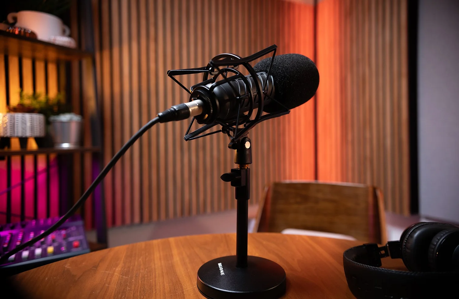 Professional microphone and recording setup at Podcast Studio Glasgow
